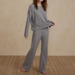 Rylee + Cru Gray Ribbed Set